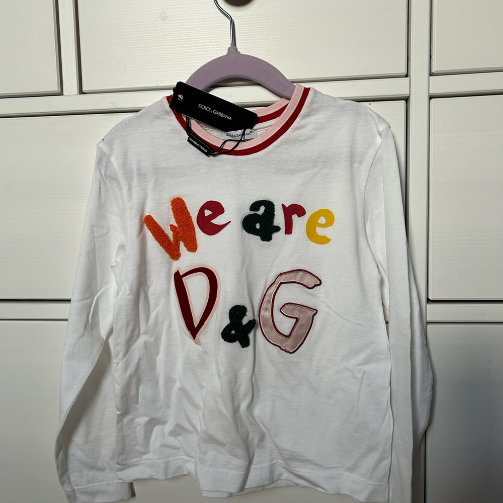 Dolce & Gabbana White Long Sleeve Tees Graphic Design